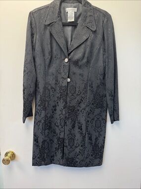 Citi Dress Black Floral Jacquard Longline‎ Blazer